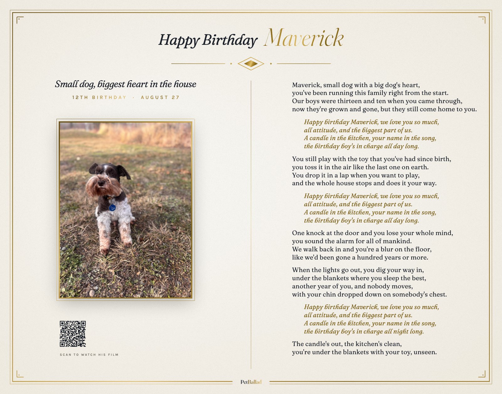 Maverick's lyrics sheet